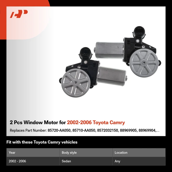 2 Pcs Window Motor for 2002-2006 Toyota Camry