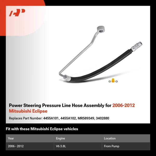 Power Steering Pressure Line Hose Assembly for 2006-2012 Mitsubishi Eclipse