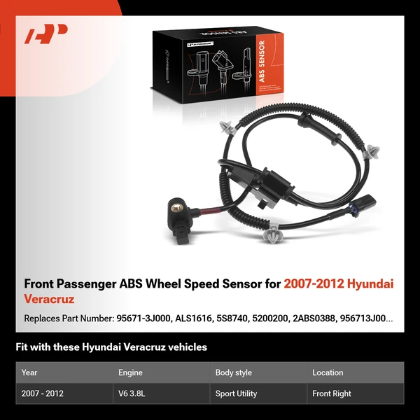 Front Passenger ABS Wheel Speed Sensor for 2007-2012 Hyundai Veracruz
