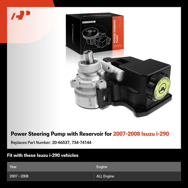 Power Steering Pump with Reservoir for 2007-2008 Isuzu i-290