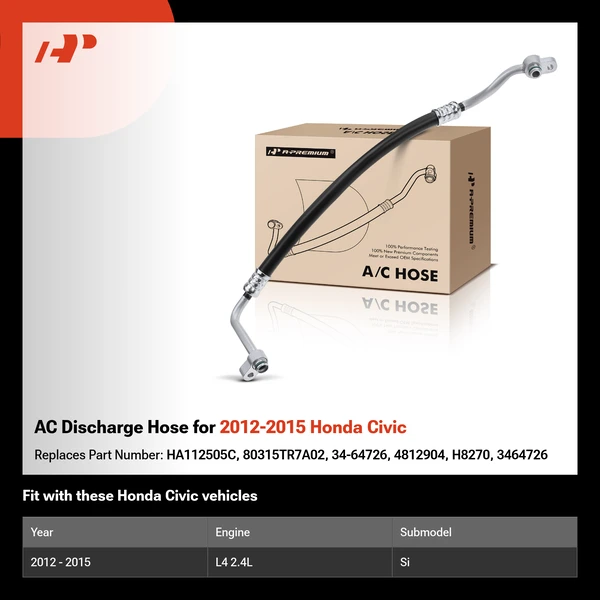 AC Discharge Hose for 2012-2015 Honda Civic
