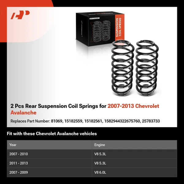 2 Pcs Rear Suspension Coil Springs for 2007-2013 Chevrolet Avalanche