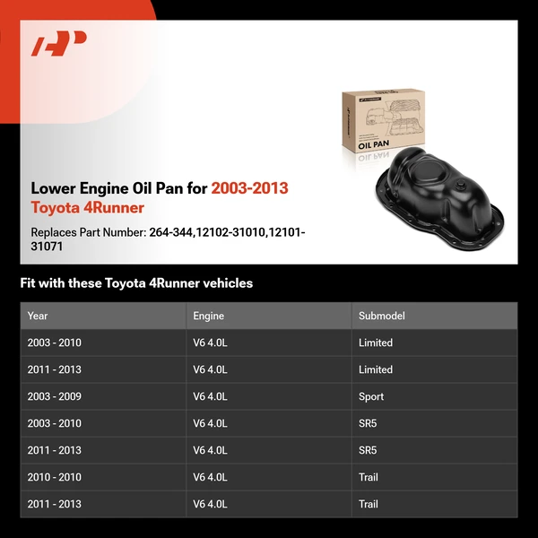 Lower Engine Oil Pan for 2003-2013 Toyota 4Runner