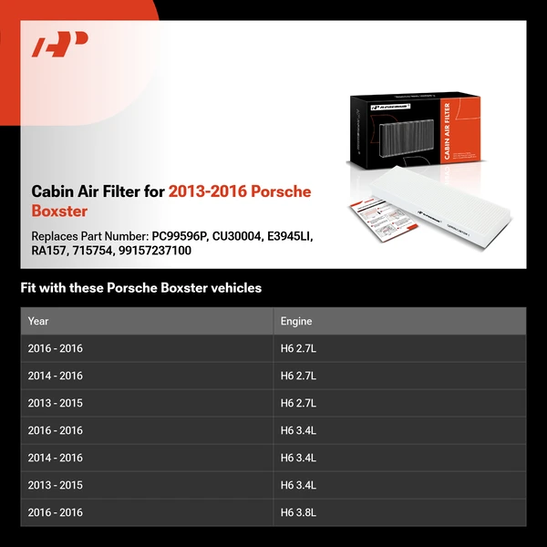 Cabin Air Filter for 2013-2016 Porsche Boxster
