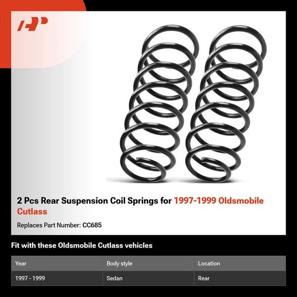 2 Pcs Rear Suspension Coil Springs for 1997-1999 Oldsmobile Cutlass