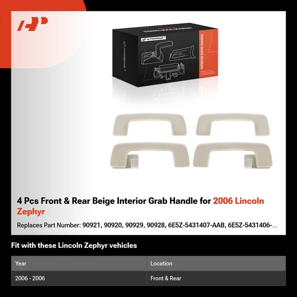 4 Pcs Front & Rear Beige Interior Grab Handle for 2006 Lincoln Zephyr