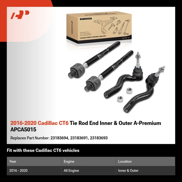2016-2020 Cadillac CT6 Tie Rod End Inner & Outer A-Premium APCA5015