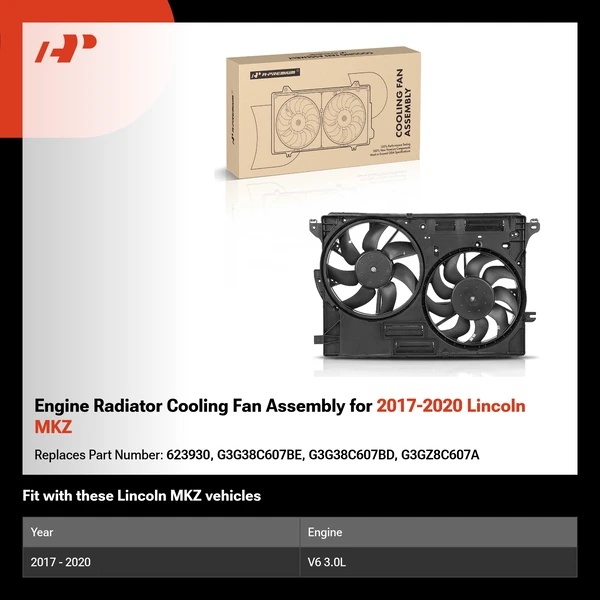 Engine Radiator Cooling Fan Assembly for 2017-2020 Lincoln MKZ