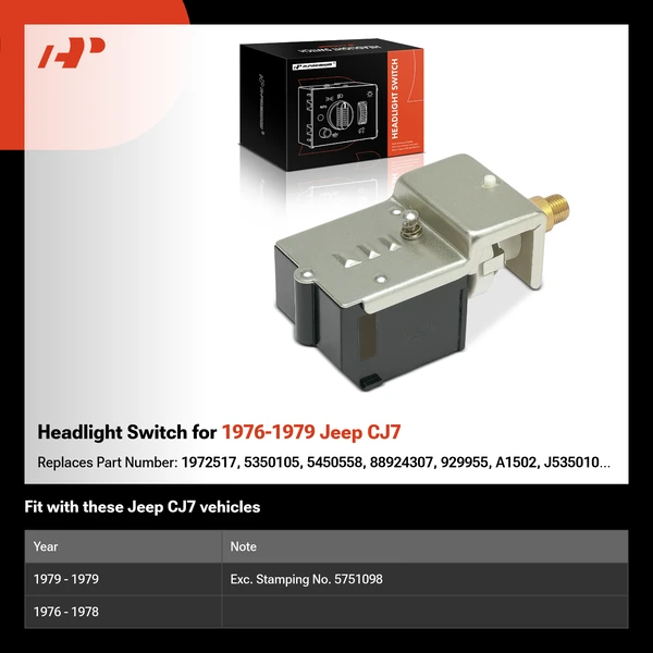 Headlight Switch for 1976-1979 Jeep CJ7