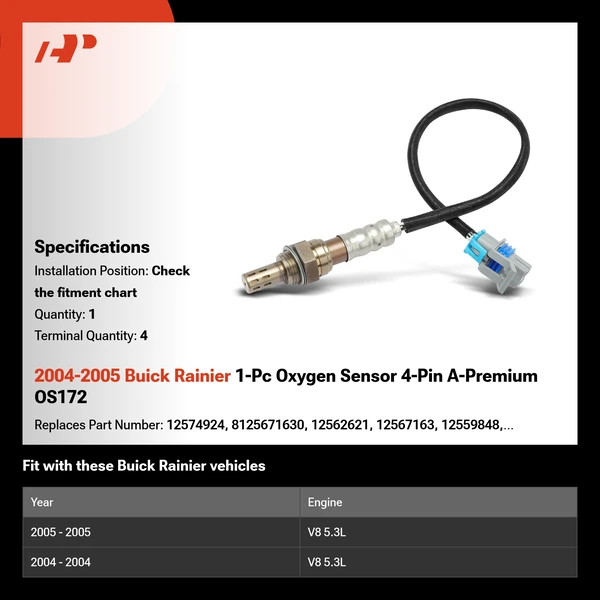 2004-2005 Buick Rainier 1-Pc Oxygen Sensor 4-Pin A-Premium OS172