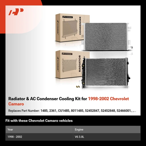Radiator & AC Condenser Cooling Kit for 1998-2002 Chevrolet Camaro