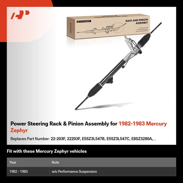 Power Steering Rack & Pinion Assembly for 1982-1983 Mercury Zephyr