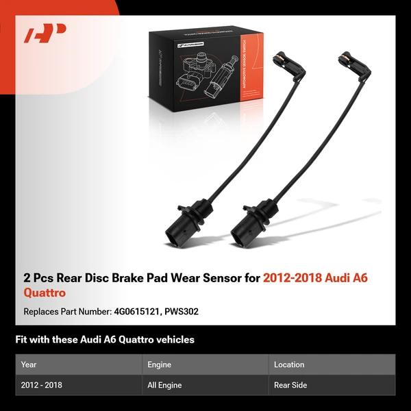 2 Pcs Rear Disc Brake Pad Wear Sensor for 2012-2018 Audi A6 Quattro