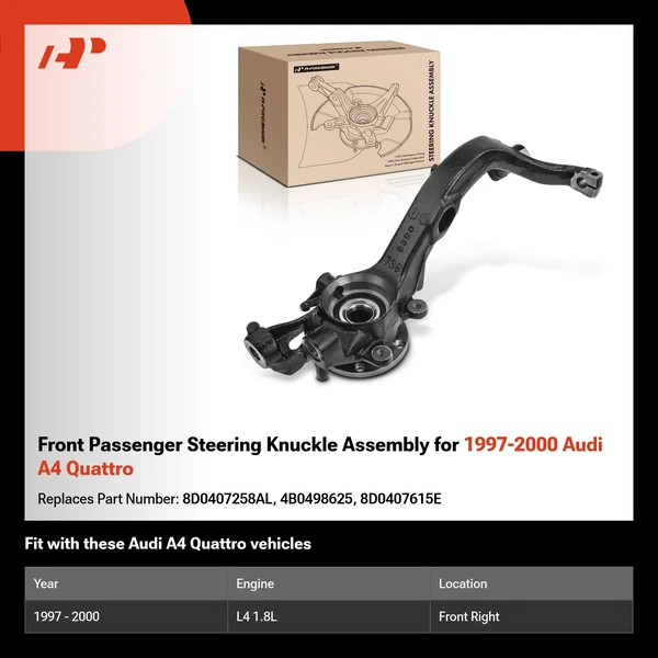 Front Passenger Steering Knuckle Assembly for 1997-2000 Audi A4 Quattro