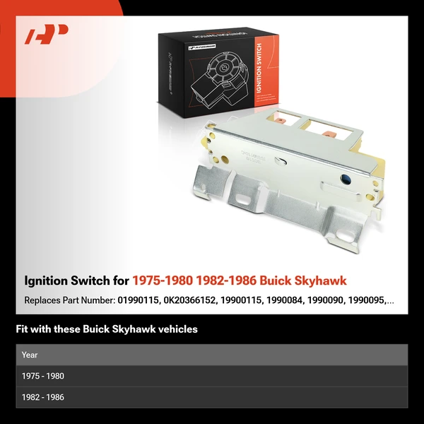 Ignition Switch for 1975-1980 1982-1986 Buick Skyhawk