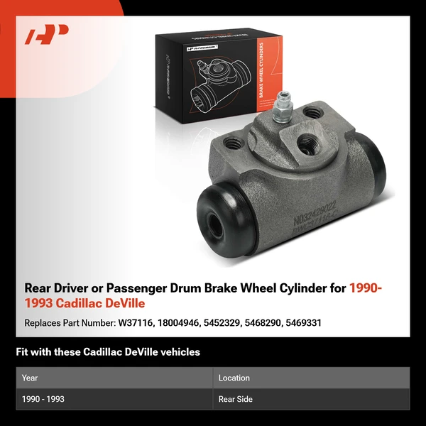 Rear Driver or Passenger Drum Brake Wheel Cylinder for 1990-1993 Cadillac DeVille