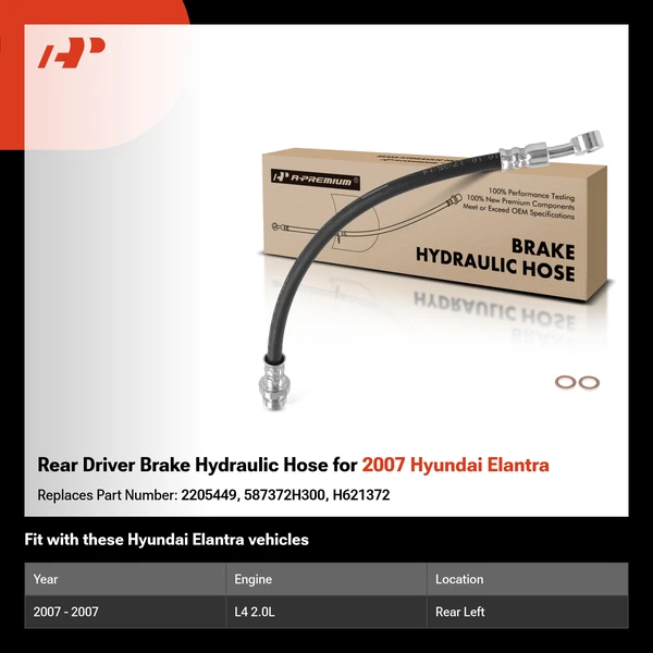 Rear Driver Brake Hydraulic Hose for 2007 Hyundai Elantra