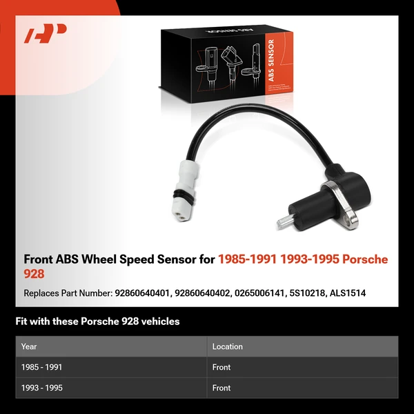 Front ABS Wheel Speed Sensor for 1985-1991 1993-1995 Porsche 928