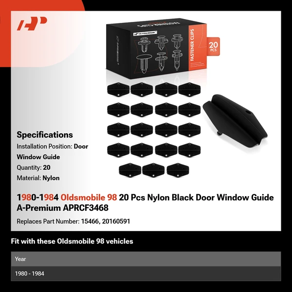 1980-1984 Oldsmobile 98 20 Pcs Nylon Black Door Window Guide A-Premium APRCF3468