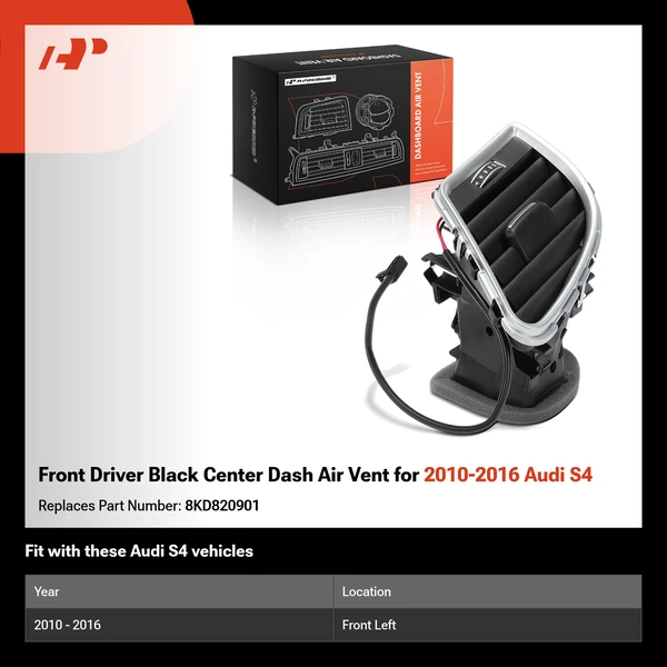 Front Driver Black Center Dash Air Vent for 2010-2016 Audi S4