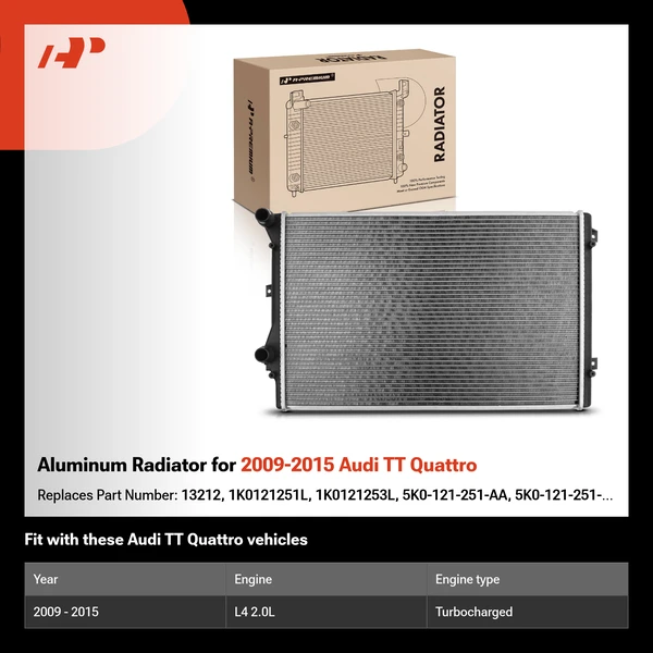 Aluminum Radiator for 2009-2015 Audi TT Quattro