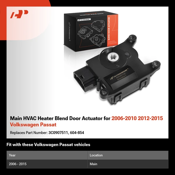 Main HVAC Heater Blend Door Actuator for 2006-2010 2012-2015 Volkswagen Passat