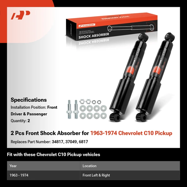 2 Pcs Front Shock Absorber for 1963-1974 Chevrolet C10 Pickup