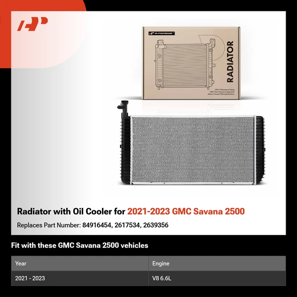 Radiator with Oil Cooler for 2021-2023 GMC Savana 2500