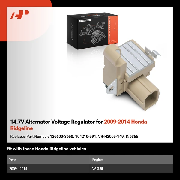 14.7V Alternator Voltage Regulator for 2009-2014 Honda Ridgeline