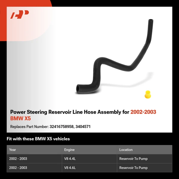 Power Steering Reservoir Line Hose Assembly for 2002-2003 BMW X5