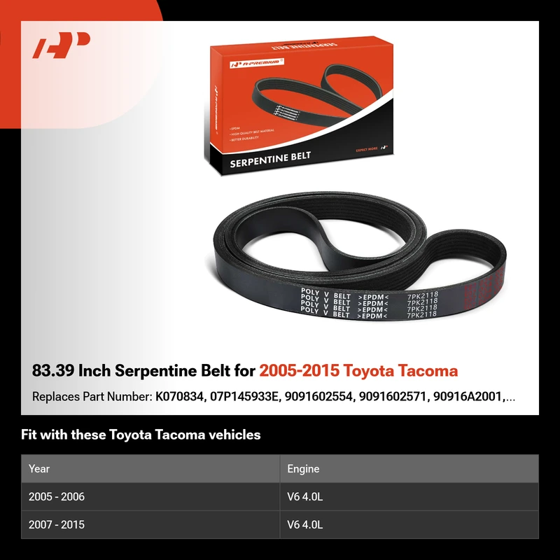 83.39 Inch Serpentine Belt for 2005-2015 Toyota Tacoma