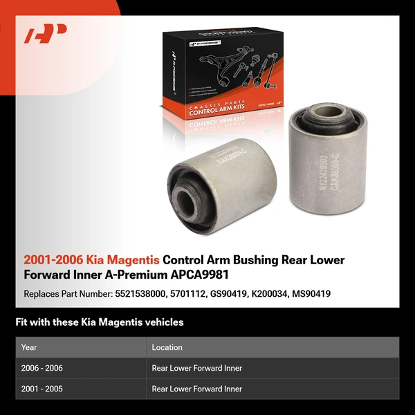 2001-2006 Kia Magentis Control Arm Bushing Rear Lower Forward Inner A-Premium APCA9981