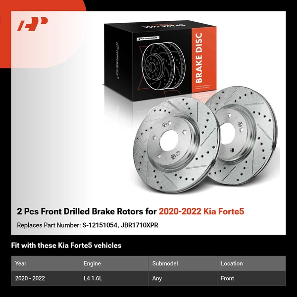 2 Pcs Front Drilled Brake Rotors for 2020-2022 Kia Forte5
