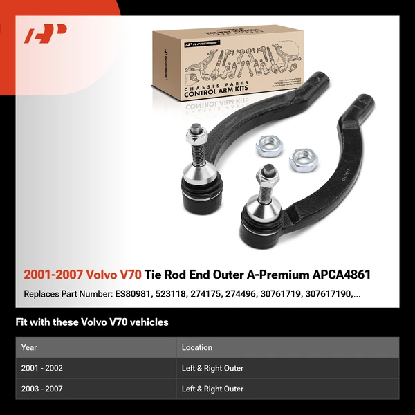 2001-2007 Volvo V70 Tie Rod End Outer A-Premium APCA4861