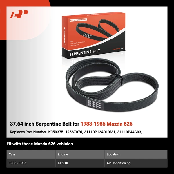 37.64 inch Serpentine Belt for 1983-1985 Mazda 626
