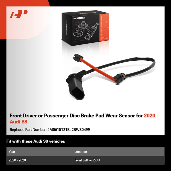 Front Driver or Passenger Disc Brake Pad Wear Sensor for 2020 Audi S8