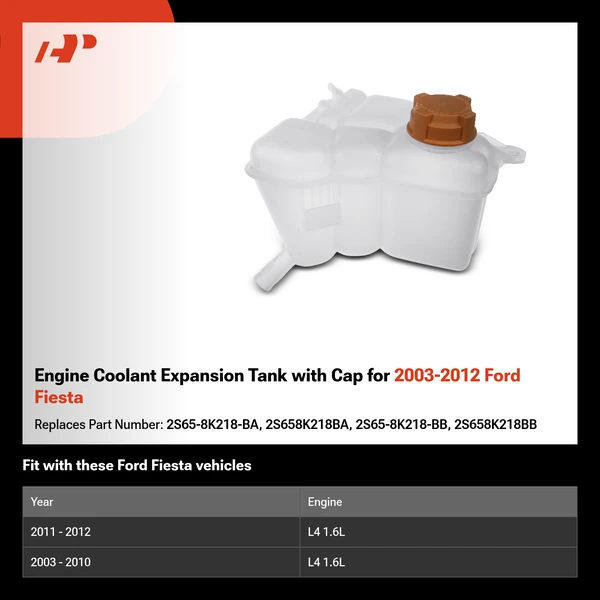 Engine Coolant Expansion Tank with Cap for 2003-2012 Ford Fiesta