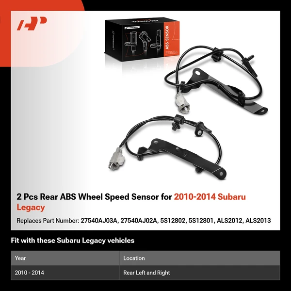 2 Pcs Rear ABS Wheel Speed Sensor for 2010-2014 Subaru Legacy