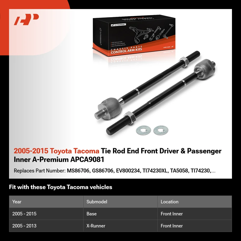 2005-2015 Toyota Tacoma Tie Rod End Front Driver & Passenger Inner A-Premium APCA9081