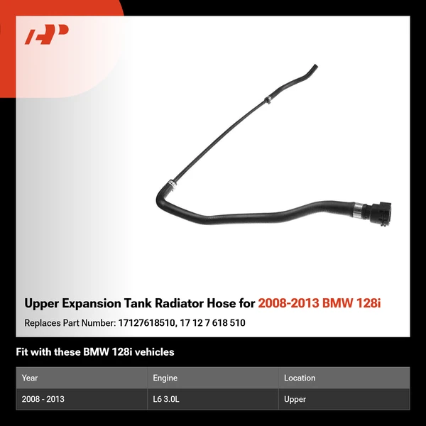 Upper Expansion Tank Radiator Hose for 2008-2013 BMW 128i