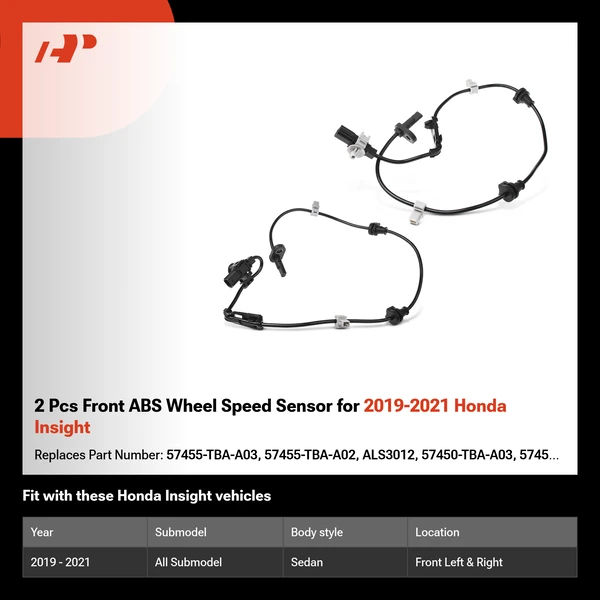 2 Pcs Front ABS Wheel Speed Sensor for 2019-2021 Honda Insight