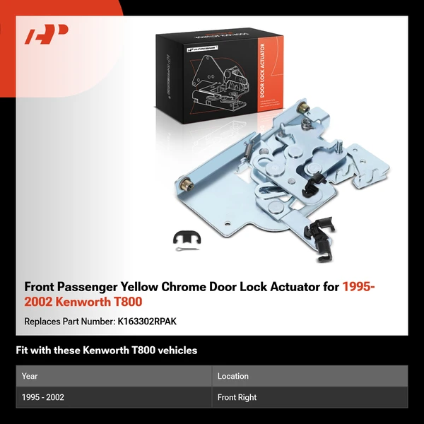 Front Passenger Yellow Chrome Door Lock Actuator for 1995-2002 Kenworth T800