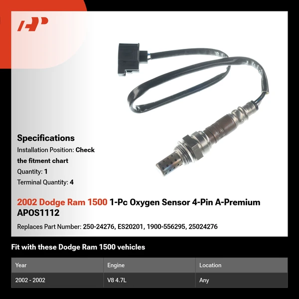 2002 Dodge Ram 1500 1-Pc Oxygen Sensor 4-Pin A-Premium APOS1112