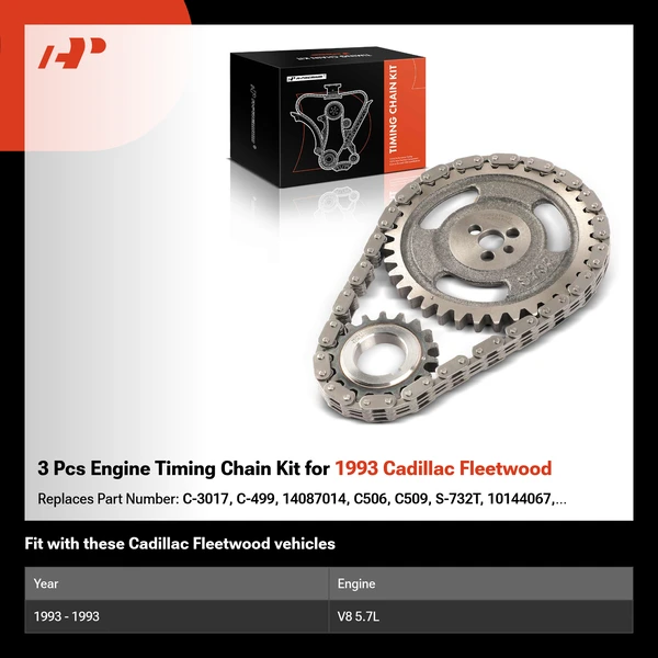 3 Pcs Engine Timing Chain Kit for 1993 Cadillac Fleetwood
