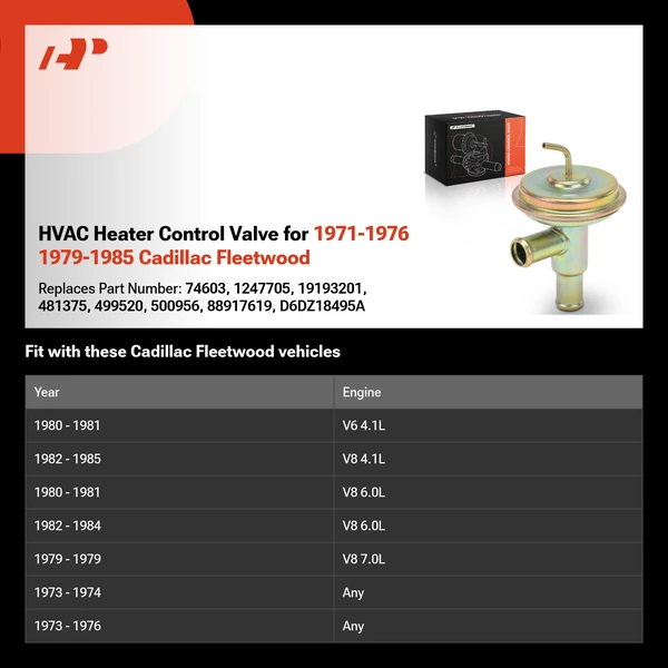 HVAC Heater Control Valve for 1971-1976 1979-1985 Cadillac Fleetwood