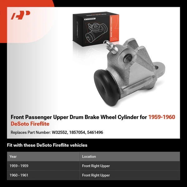 Front Passenger Upper Drum Brake Wheel Cylinder for 1959-1960 DeSoto Fireflite