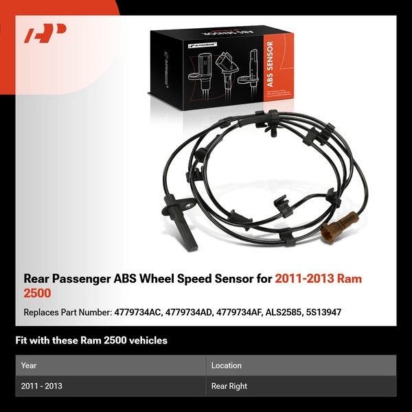 Rear Passenger ABS Wheel Speed Sensor for 2011-2013 Ram 2500
