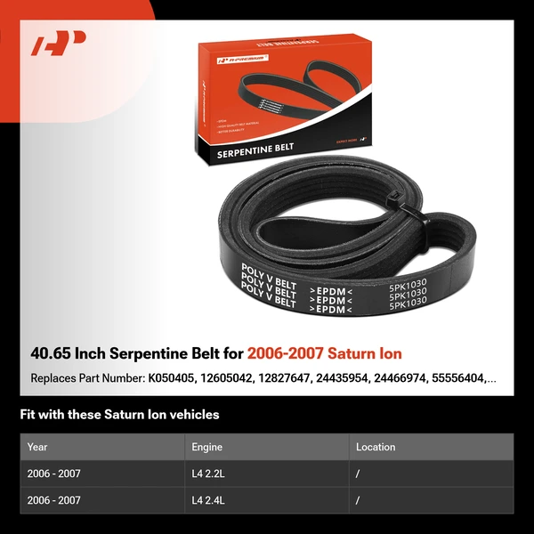 40.65 Inch Serpentine Belt for 2006-2007 Saturn Ion