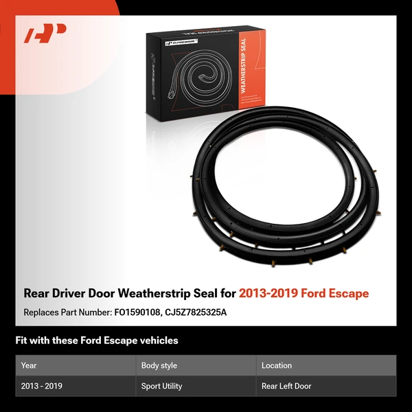 Rear Driver Door Weatherstrip Seal for 2013-2019 Ford Escape