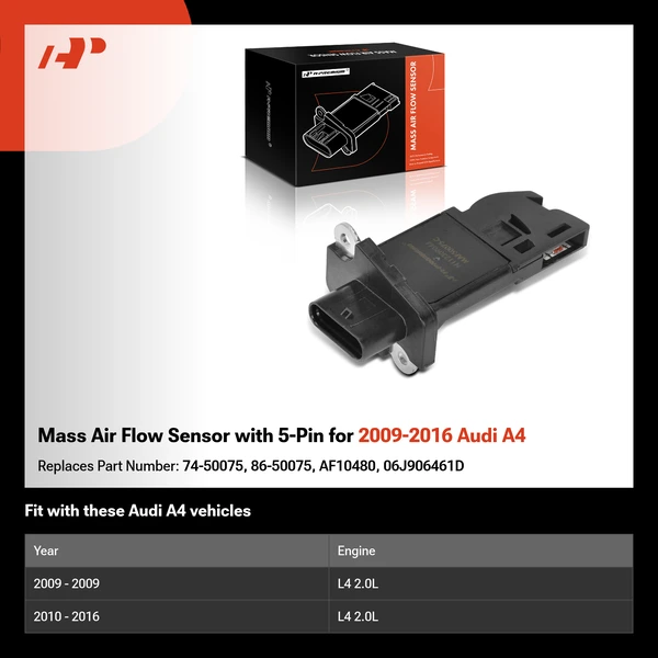 Mass Air Flow Sensor with 5-Pin for 2009-2016 Audi A4